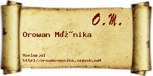Orowan Mónika névjegykártya